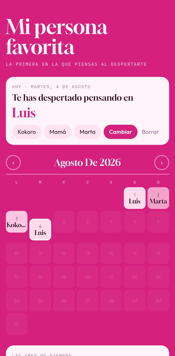Pantalla de Mi persona favorita